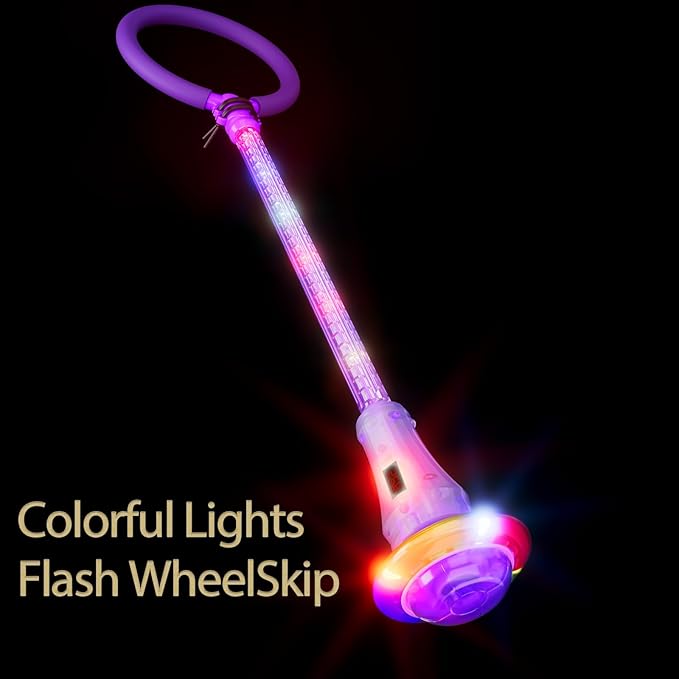 Rechargeable Skip Ball for Kids,Ankle Flashing Jump Toy Purple with LED Lights and Digital Counter, Girls Women Birthday, for Age 5 6 7 8 9 10 11 12,Indoor Outdoor Outside Sports Games