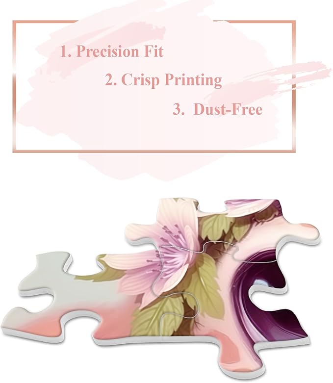 Sea Turtle Puzzle Flower for Adult 1000 Pieces, Ocean Animal Art Puzzles Nature, Cute Underwater Wave Spirit Puzzle as Home Decor