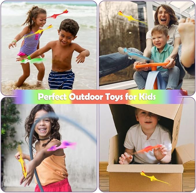 Rubber Chicken Slingshot Dinosaur Catapult Toys, Slingshot Chicken Animal Finger Toys for Kids, Flick Chicken Dinosaurs Flying Games Stress Gag Toysfor EasterStuffers for Party Favors