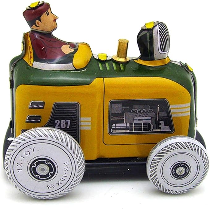 Charmgle Vintage Spring Wind Up Toys Clockwork Tinplate Toy, Small Tractor Playthings Christmas Stocking Stuffers Gifts Home Ornament Adult Collection