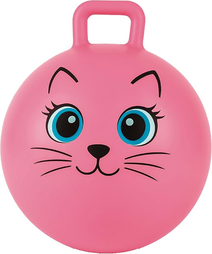 Xino Sports Hopping Ball for Kids - 18 Inch Hopper Ball with Handle, Pink Jumping Bouncer Toy for Indoor and Outdoor Play