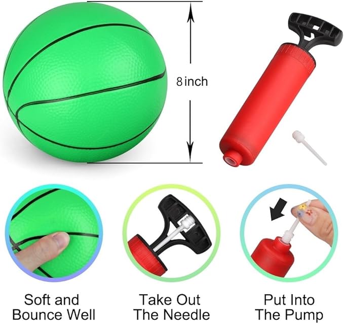 Dilabnba 8" Mini Rubber Replacement Basketballs for Basketball Hoop/Pool, Kids Toddler Soft Beach Bouncy Ball Sports Party Game, Junior Balls Indoor Outdoor Arcades Games, Lightweight (4PCS)