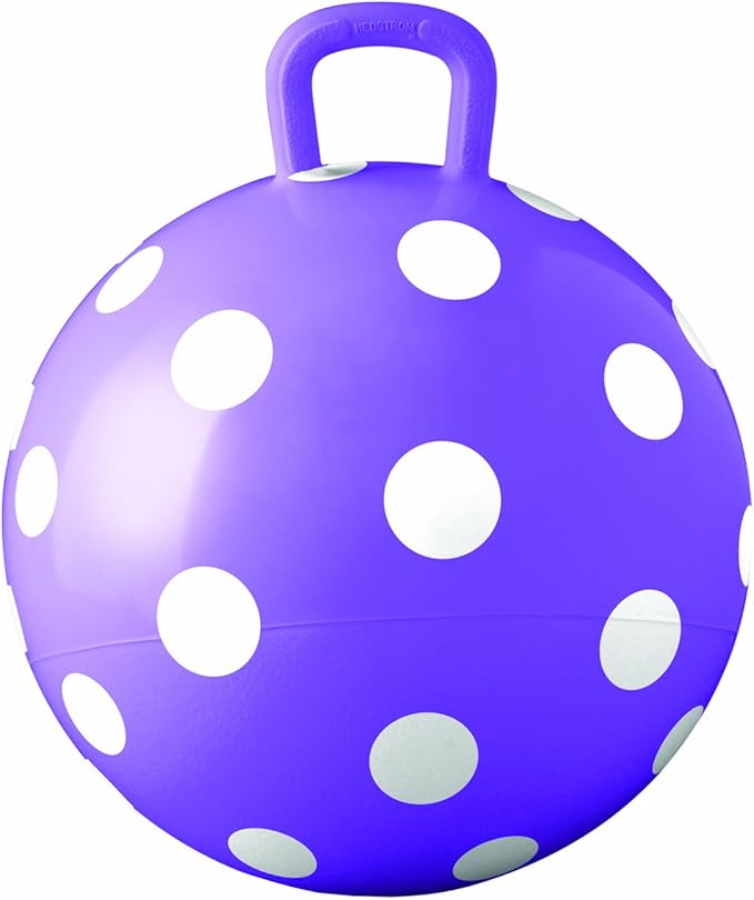 Hedstrom Purple Polka Dot Hopper Ball, Kid's Ride-on Toy, Bouncy Hopping Ball with Handle - 15 Inch