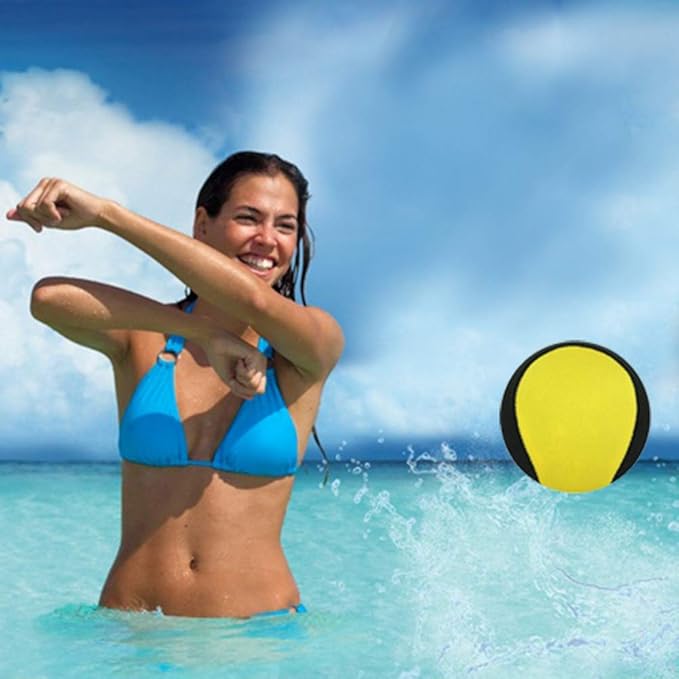 Water Bouncing Ball - 2 Pack Stress Relief Ball for Swimming, Beach & Outdoor Activity (Yellow + Green, 5.5cm)