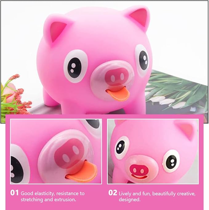 LUOZZY Stick Out Tongue Talking Toys Stress Anxiety Relief Pig Toy Party Favor Class Desk Decorations (Pink)