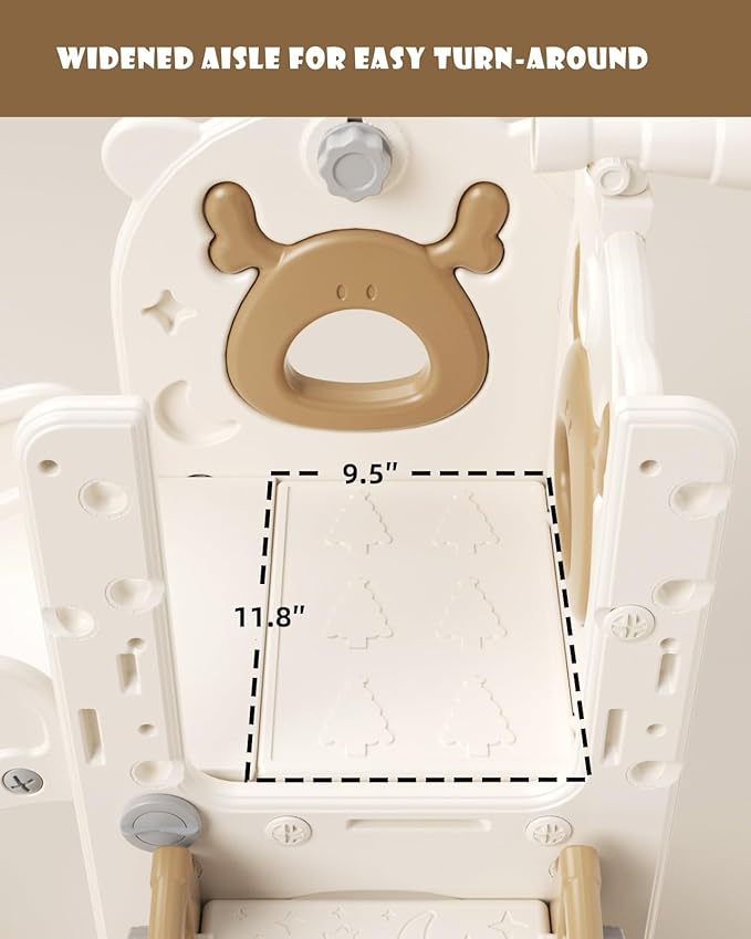 XJD 7 in 1 Toddler Slide, Kids Indoor Slide for Toddlers 1-3, New Upgrade with Golf, Basketball Hoop for Indoor Outdoor Playset, Birthday Gifts for Toddler (White Brown)