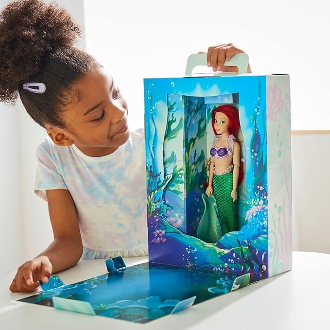 Disney Store Official Ariel Story Doll - 11 Inches - Includes Coloring Book and Additional Dress, Princess Doll in Classic Outfit, Disney Princess Toys for Girls