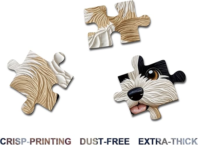 Funny Puppy Puzzles for Adults 1000 Pieces, Cute Dog Animal Jigsaw Puzzles, Impossible Hard Difficult Challenging Art Puzzle