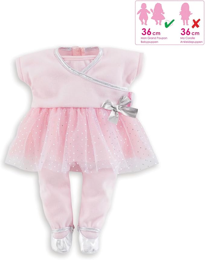 Corolle Sport Dance Baby Doll Outfit Set - Premium Mon Grand Poupon Baby Doll Clothes and Accessories fit 14" Dolls , Pink