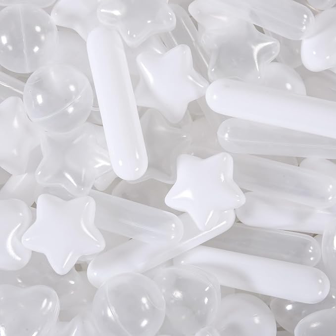 STARBOLO 200pcs Ball Pit Balls for Baby and Toddler, White Mixed Shaped Balls Phthalate Free BPA Free Crush Proof Plastic Pit Balls Play Toys for Kids Ball Pit, Pool,Play Tent,Party
