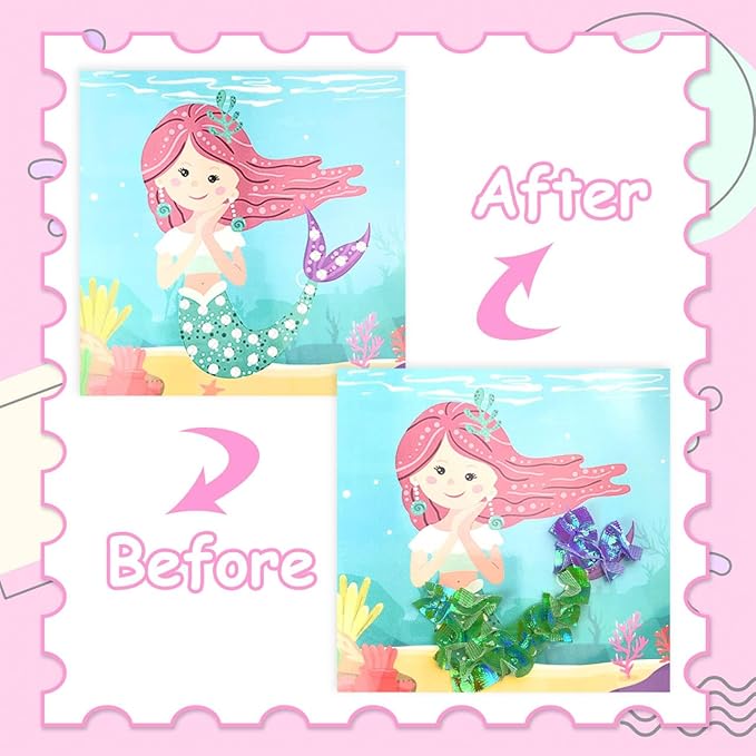 Poke-in Fun Art Fabric Craft,Magical Princesses Kits,Arts and Crafts for Kids,Mess Free Kids'Paper Craft Kits,Art Activity Birthday Christmas Gift Ideas for Children,Toys for Girls &Boys Ages 4-10+