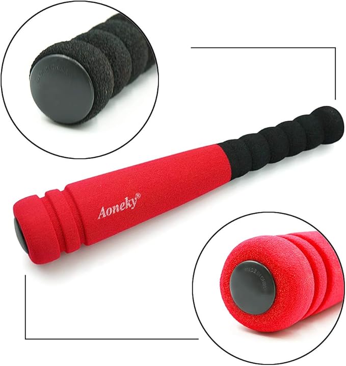 Aoneky Foam Tball Set for Toddlers 1-3 Years - First Baseball Toy with Soft Foam Bat & Balls, Stable Tee & Carry Bag, Indoor Outdoor Gift for Kids (Red)