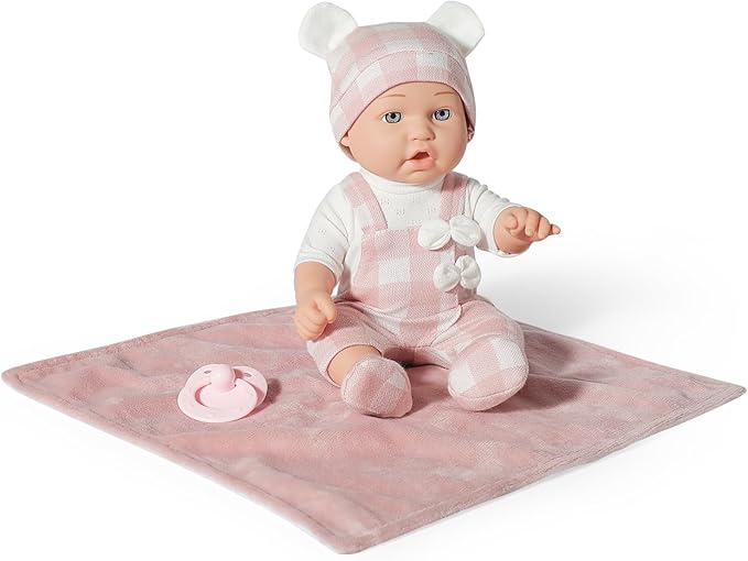 12 Inches Baby Doll Toys Set with Accessories, Includes Doll Carrier Bassinet Bed, Pacifier and Blanket, First Baby Doll for Toddler Girls Age 3+