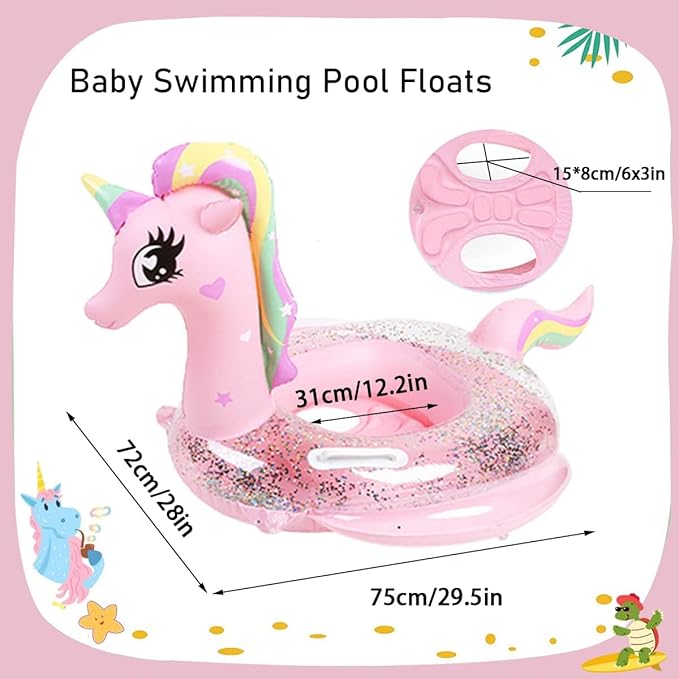 New Baby Swimming Pool Floats for Toddler Kids 8-48 Months Under 44lb, Inflatable Swim Ring Water Raft with Seat for Summer Beach Outdoor Children Infant Bath Toys