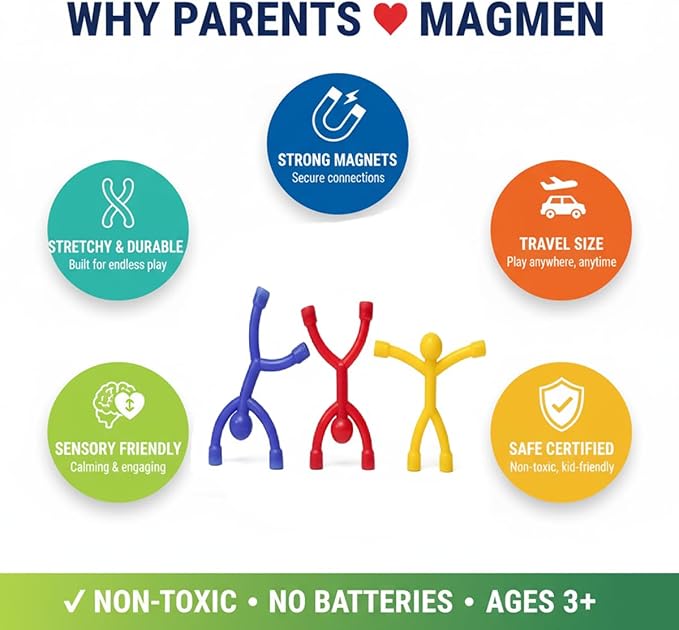 MAGMEN Magnetic Toy Figures 20-Pack | Mixed Colors | Best Value Family Set | Neodymium Magnets | Screen-Free STEM Building Toy for Kids Ages 3-12 | BPAFree | Travel Fidget & Sensory Toy