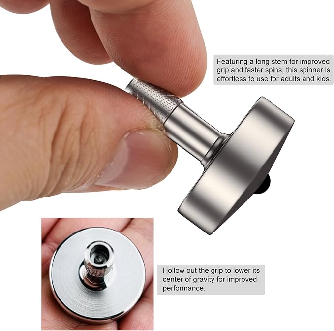 DjuiinoStar Premium Titanium Spinning Top: Lengthened Stem, Easy to Twirl, High Performance (4-7 Minutes), CNC Machined, Great Time Killer, EDC Fidget Toy DST-817