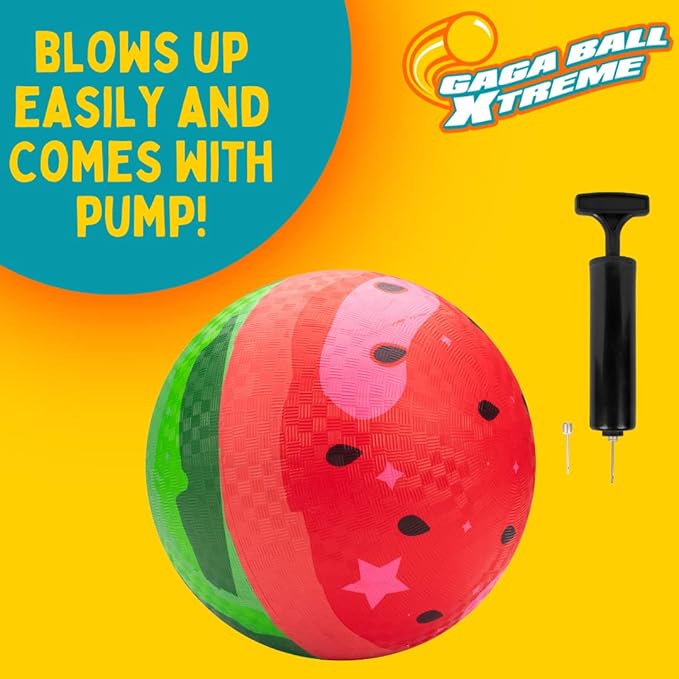 SCS Direct Gaga Ball Playground Balls (8.5 inches) w Air Pump- Durable Rubber Pack for Recess Dodgeball, Kickball, Gagaball Official Play & School -Fun Outdoor Toys & Gifts for Kids