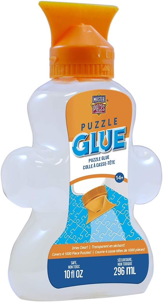 MasterPieces - Jigsaw Puzzle Glue Bottle with Swivel Spreader Cap, 10oz - Clear