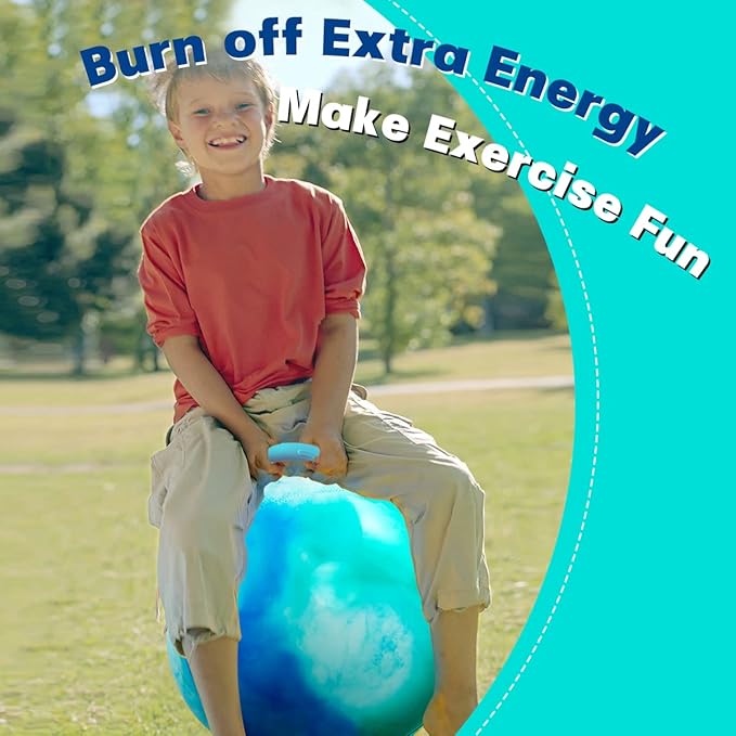 EVERICH TOY Hopper Ball, Clouds Hopping Toys for Kids, 22 Inch Bouncy Ball with Handle, Inflatable Bouncing Hoppity Hop Toys for Boys and Girls Gifts