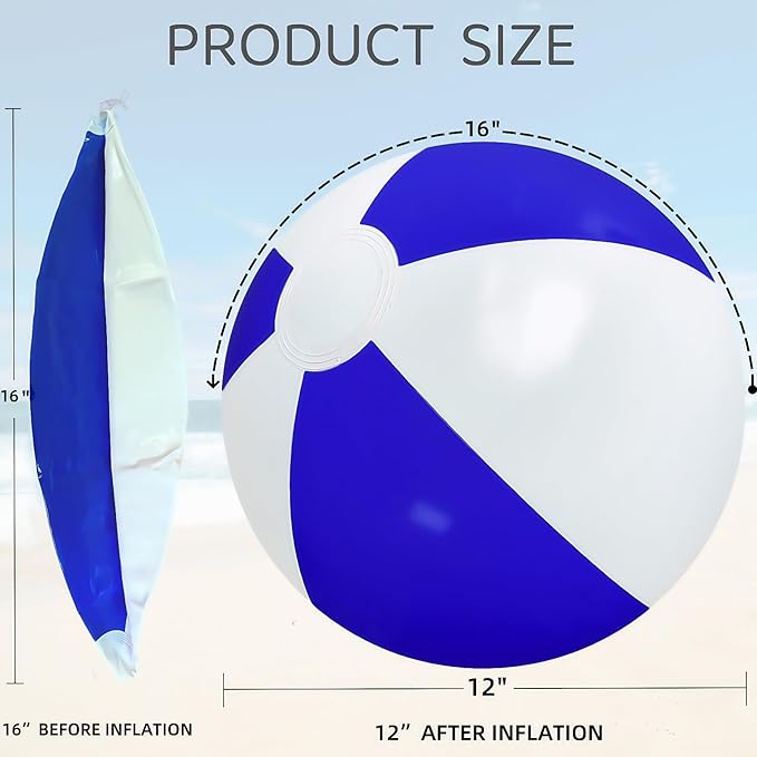6 Pack Beach Balls, Large Inflatable Beach Balls Bulk, for Parties, Beach, Pools & Play