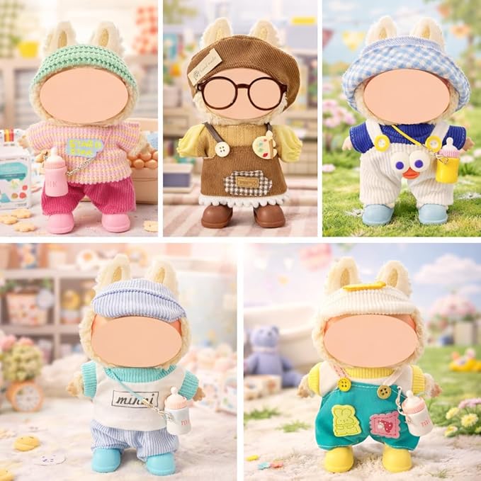Ezcora 5-Pack Doll Clothes Set for 15–17cm Dolls, Includes 5 Cute Colorful Outfits with Hats and Doll Accessories, Perfect for Play and Display, Doll Accessories for Collectors (No Dolls)