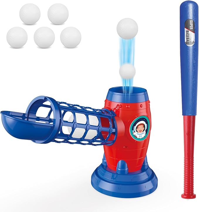 Baseball Set for Kids 5-8, Ball Set with Plastic Baseball Bat, Kids Pitching Machine, Sports & Outdoors Toys for Youth 3-5, Training Ball Gifts for Boys Girls 8-12