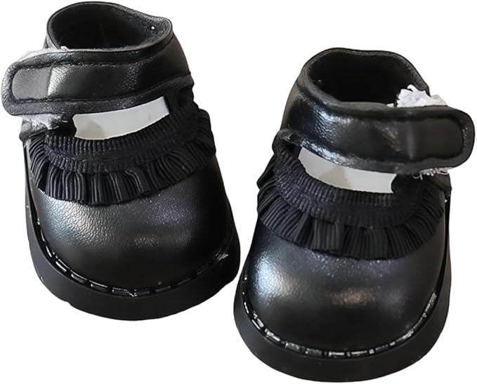 Doll Shoes for Lu bubu 17cm Dolls(No Doll) , Mini Shoes Accessories, Cute PU Leather Lace Shoes Suitable for 17cm Doll, Dress Up Doll Shoes Replacement Black