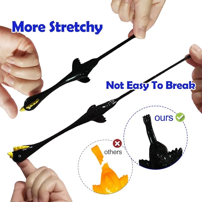 Slingshot Chicken Rubber Chicken Flick Chicken Flying Chicken Flingers Stress Gag Toys, Rubber Chicken Slingshot Funny Christmas Stuffers Easter Chicks Novelty Gifts for Kids (Black Yellow 30 Pcs)