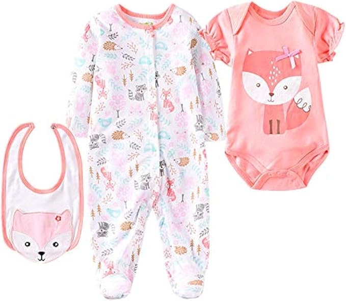 Reborn Girl Doll Clothes Red Fox Suit for 20- 22 inch Reborn Baby Doll Matching Outfit Accessories 3pcs
