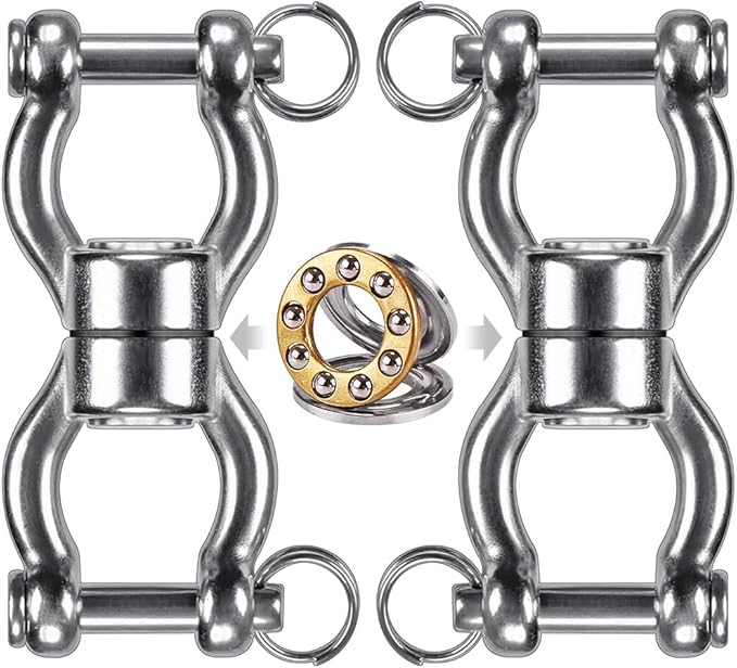 SELEWARE Silent Bearing Swing Swivel, 360° Rotational Device Hanging Accessory with Removeable Buckle for Tree Swing, Hammock Chair, Climbing Rope, Yoga, Kids Swing Swivel 1202LB Capacity