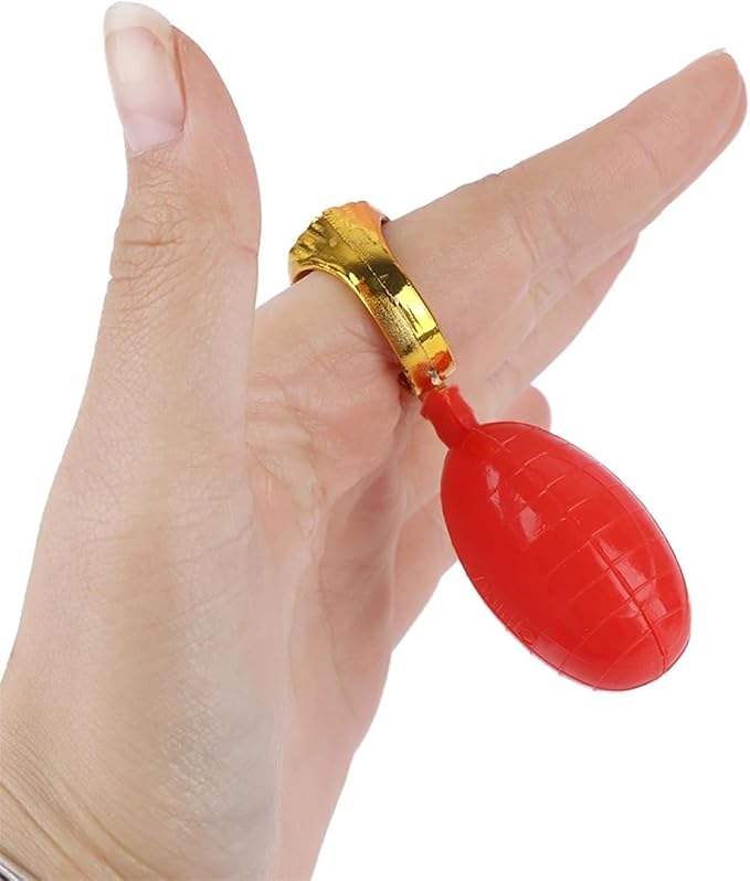 6Pcs Red Water Squirt Toys Water Spray Ring Tricky Toy Spoof April Fools' Day Tricky Prank Party Gag and Practical Jokes Novelty and Gag