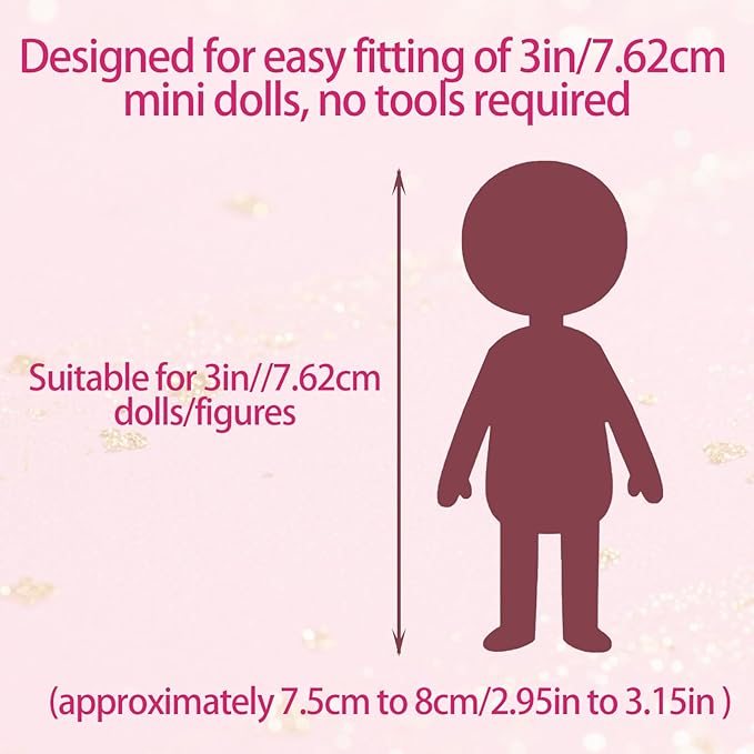 6 Sets Clothes for 3in/7.62cm Collectible Dolls, Handcrafted Adorable Doll Clothing Outfit Costume with Tops and Skirts Dress Accessories for Toy Enthusiasts Display & Decoration (Pink, Purple)