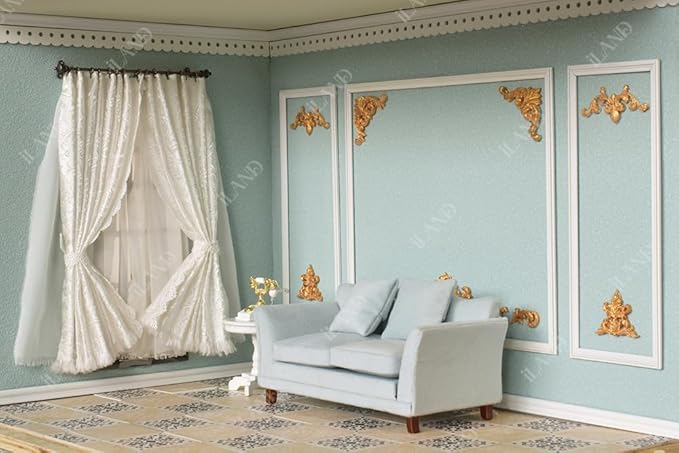 iLAND Miniature Dollhouse Accessories on 1/12 Scale, Dollhouse Decor of Mini Curtain Rods, with Antique Crown Finial (Premium Bronze)