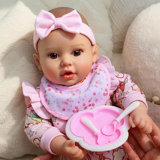 GOAROY Baby Dolls, 17 Inches Large Realistic Baby Doll with Cute Soft Body, Real Life Baby Dolls Girl, with Bottles & Pacifier, Diapers and Bibs, Gift Idea for Ages 3+