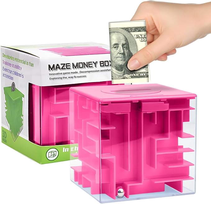 Money Maze Puzzle Boxes Pink, Money Gift Boxes for Cash Pop Up, Money Puzzle Box for Cash Gift Kids Adults