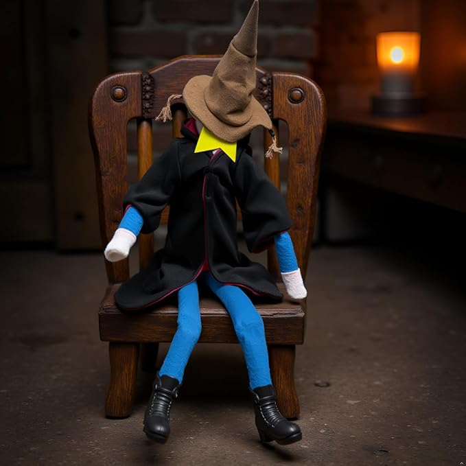Wizard Christmas Elf Accessories for Elf Doll Clothes Christmas Costume Includes Robe, Broom, Scarf, Mini Glasses, Mini Book, Owl, Shoes and Hat(Wizard Setting pro)