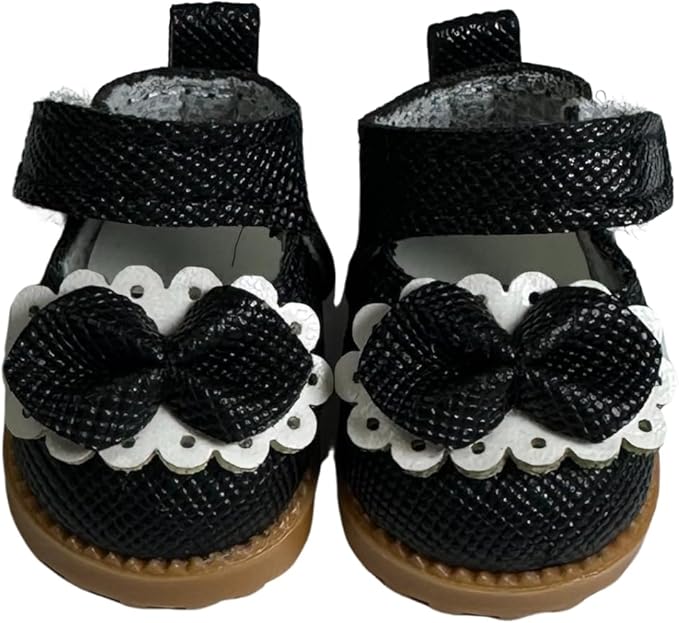 Premium Doll Shoes for Lububu, 15cm 17cm Dolls Accessories, Mini Leather Shoes Fashion Dress Up Doll Shoes Replacement (2, Mary Jane - Black & Pink)