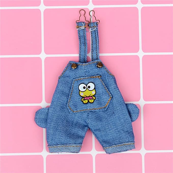 1/12 BJD Doll Clothes Fashion Suspender Pants T-Shirt Set for ob11 gsc body9 Dolls Accessories (Dark Blue)
