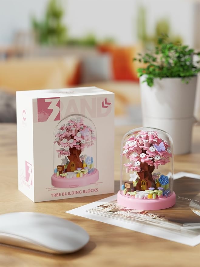 Spring Cherry Blossom Tree House Bonsai Tree House Building Toy Flowers Set Ideas Building Blocks Complete with Dust Cover
