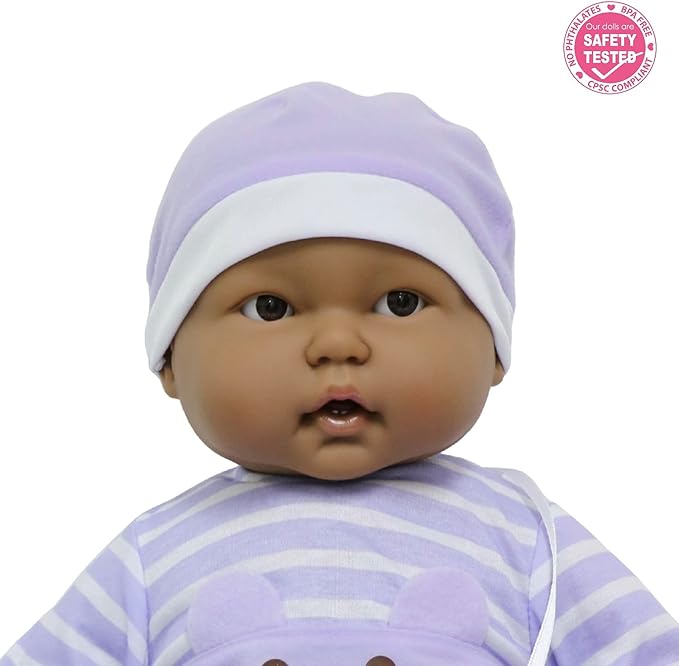 JC Toys ‘Lots to Cuddle Babies’ Hispanic 20-Inch Peach Soft Body Baby Doll and Accessories Designed by Berenguer, Purple, 35019