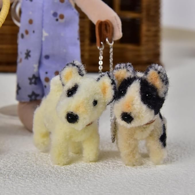 Dollhouse Miniature Handmade Pipe Cleaner Pet, Mini Dollhouse Pet Accessory, Cute Pet Craft Gift for Dollhouse Enthusiasts (White Foxhound)