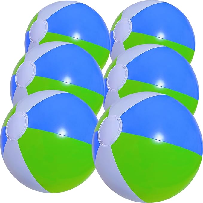 6 Pack Beach Balls, Large Inflatable Beach Balls Bulk, for Parties, Beach, Pools & Play
