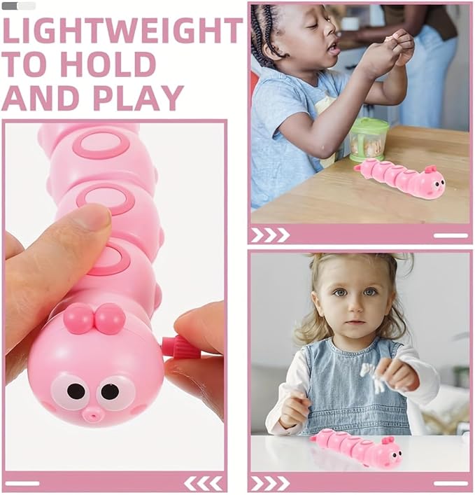 3Pcs Brown Wind-Up Caterpillar Toy - Mechanical Crawling Insect, Educational STEM Kids Toys for Toddlers, Safe Non-Toxic Baby Gift for Birthday Party (Brown 3Pcs)