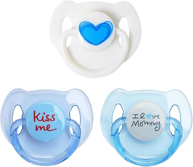 Reborn Baby Doll Accessories Boy,Magnetic Pacifier Set for Reborn Dolls Boy,-Blue 3-Piece,Realistic Newborn Baby Accessories for Kids Gift.