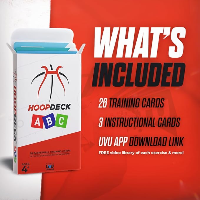HoopDeck ABC Youth Basketball Training Cards | Alphabet Skill Drills for Kids | Ball Handling, Shooting & Agility Practice | Basketball Trainer for Ages 4+