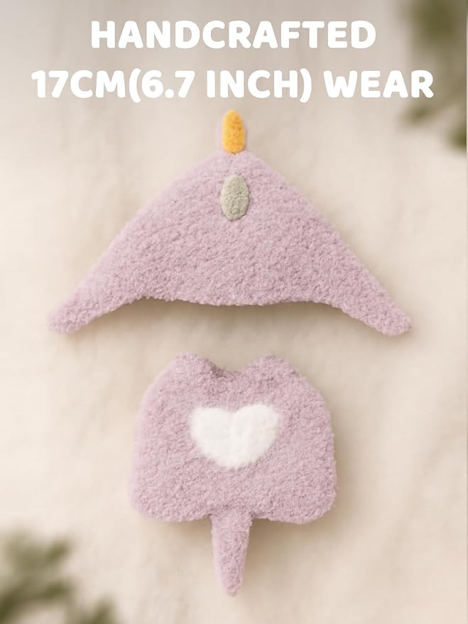 Clothes for LABUBU 17cm Doll (NO Dolls), Dinosaur Outfit for LABUBU, Dino Dolls Keychain Accessories, Faking Animal Style Outfit Jumpsuit Dinosaur Costume for LABUBU (Lavender)