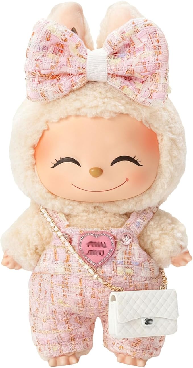 Doll Clothing Set (No Doll), Cute Bow, Crossbody Bag, Dress, Suitable for 15-17cm Dolls, Outfit Accessory Set for Unique Styling (Pink-C)