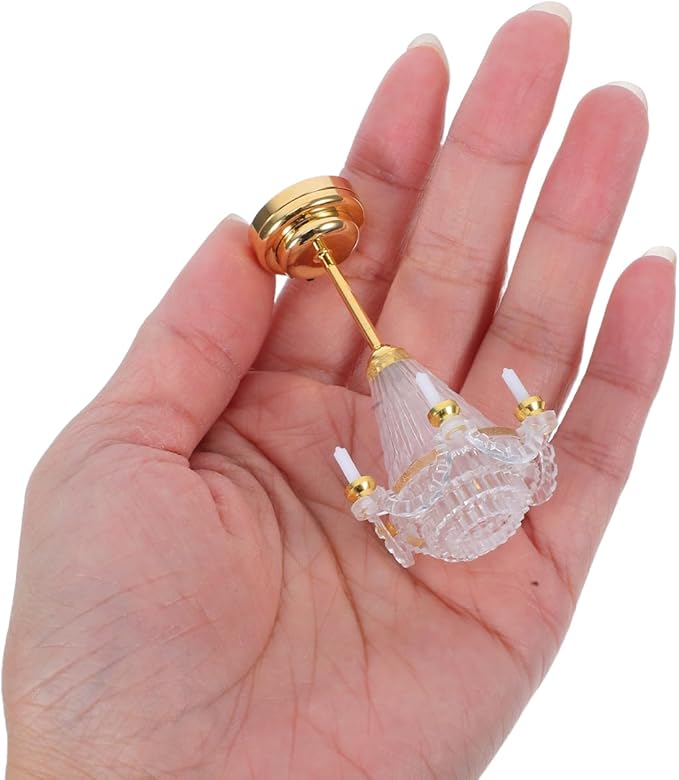 Gadpiparty Dollhouse Chandelier, Dollhouse Ceiling Light, 1:12 Scale Tiny Candle Light Ceiling Fixture for Doll House Furniture Indoor Outdoor Decor