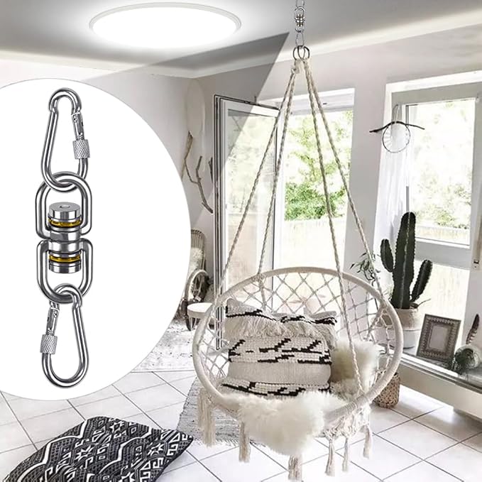 SELEWARE Heavy Duty Bearing Swing Swivel, 360° Rotational Hanging Accessory, Ideal for Tree Swing, Hammock Chair, Yoga, Kids Tire Swivel, Heavy Bag Swivel, 2 Pack, 1200LB Capacity