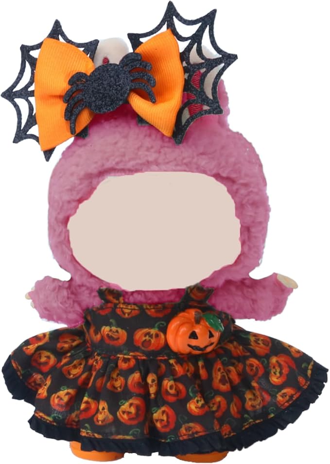 17cm Doll Clothes Sets(No Doll) Halloween Orange Dress Outfits Handcrafted Designer DIY Accessories Including Dress Shoes and Headwear
